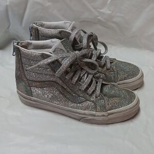 Vans Silver Glitter High-Top Sneakers Kids Size 2